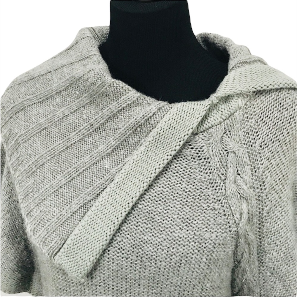 Allison Brittany Cowl Neck Sweater, Gray, Large - Picture 3 of 7